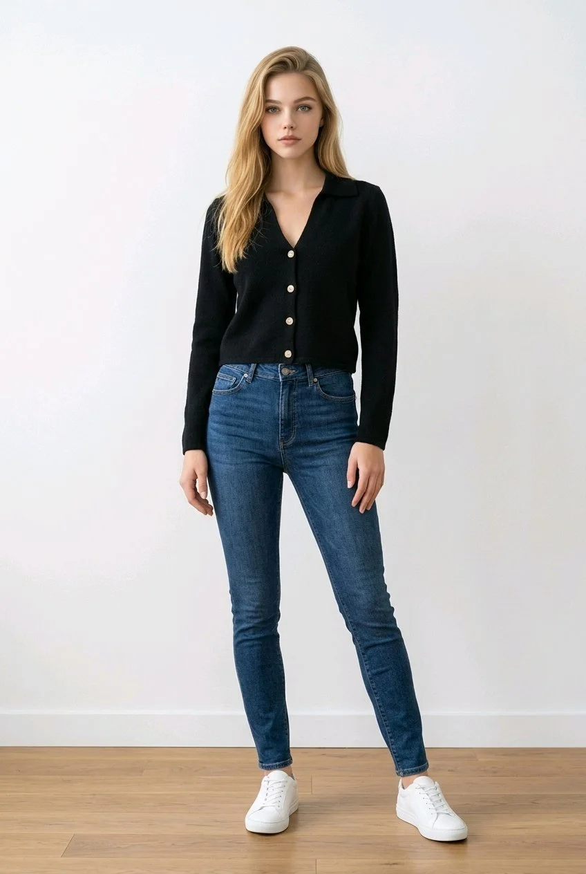 Cozy Elegance Black Acrylic Cardigan
