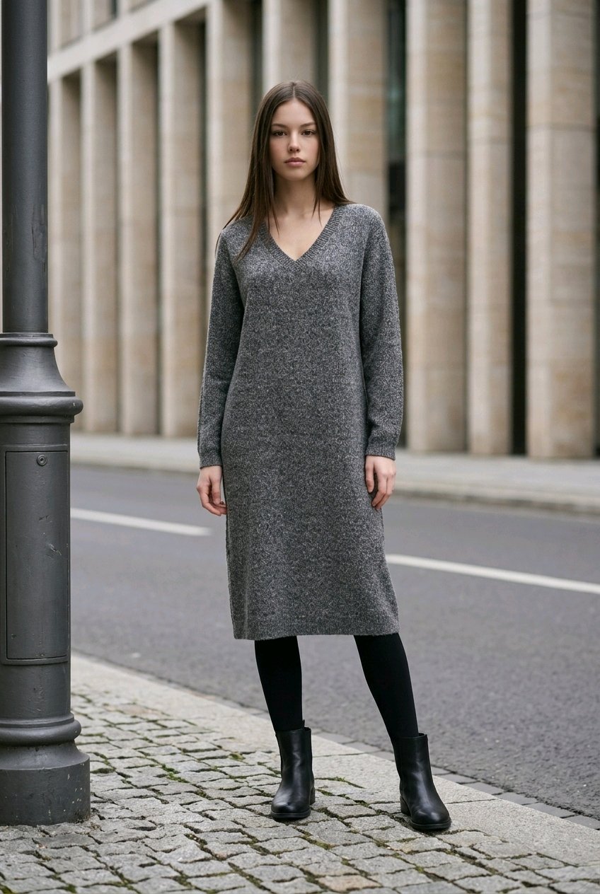 LiLou Cozy Grey Sweater Dress