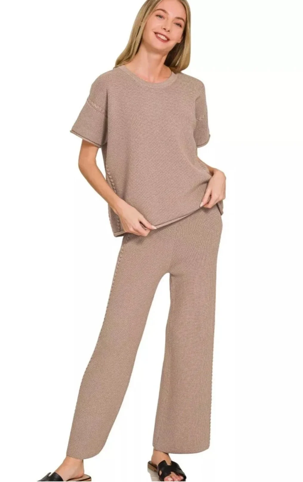 Zenana Cocoa Knit Pant Set
