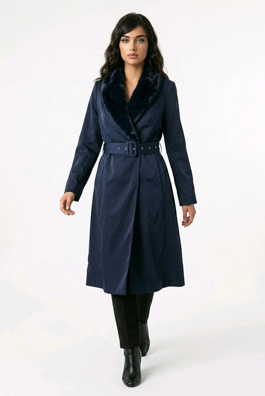 Naked Wardrobe The Statement Faux Fur Trench Coat