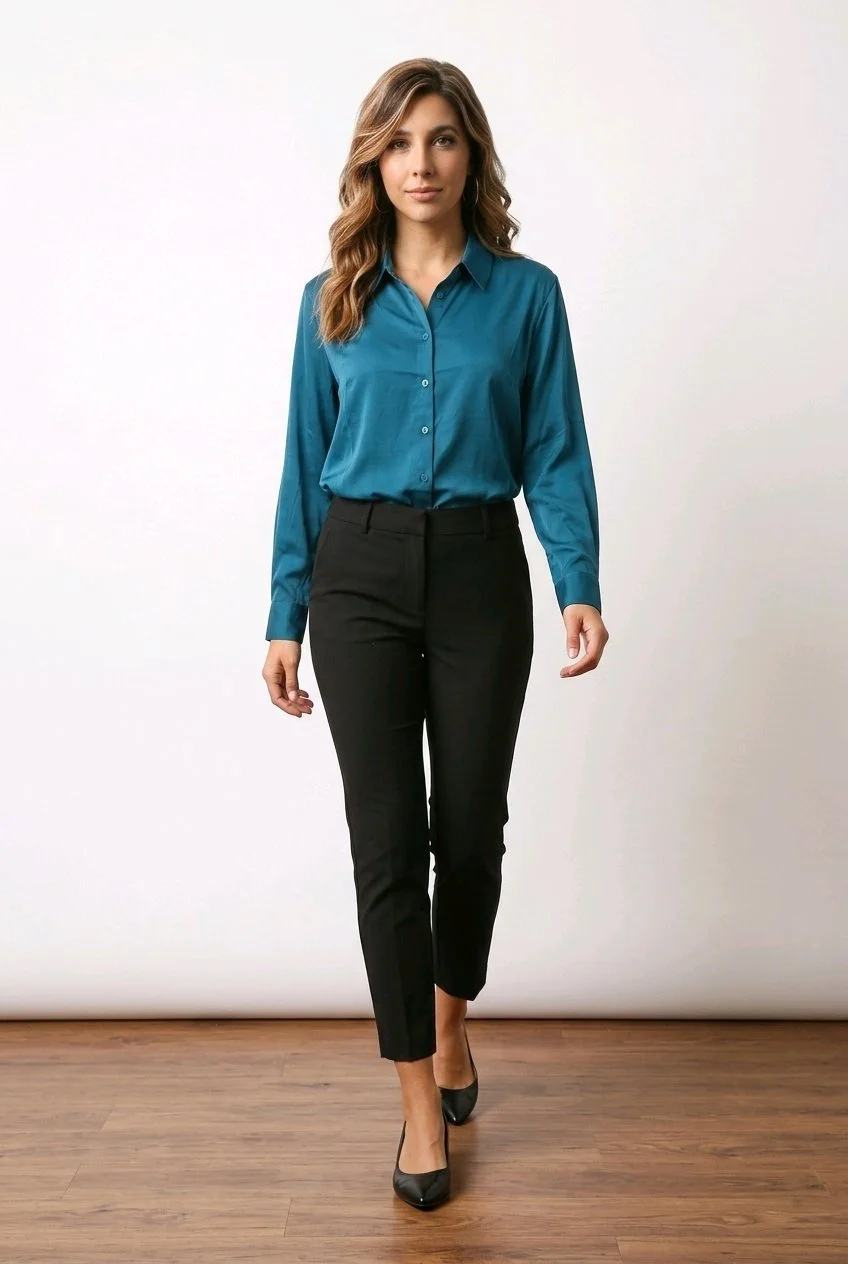 Teal Tranquility Button-Up Blouse