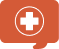 Speech bubble with medical cross inside