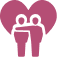 Icon of heart with 2 people hugging