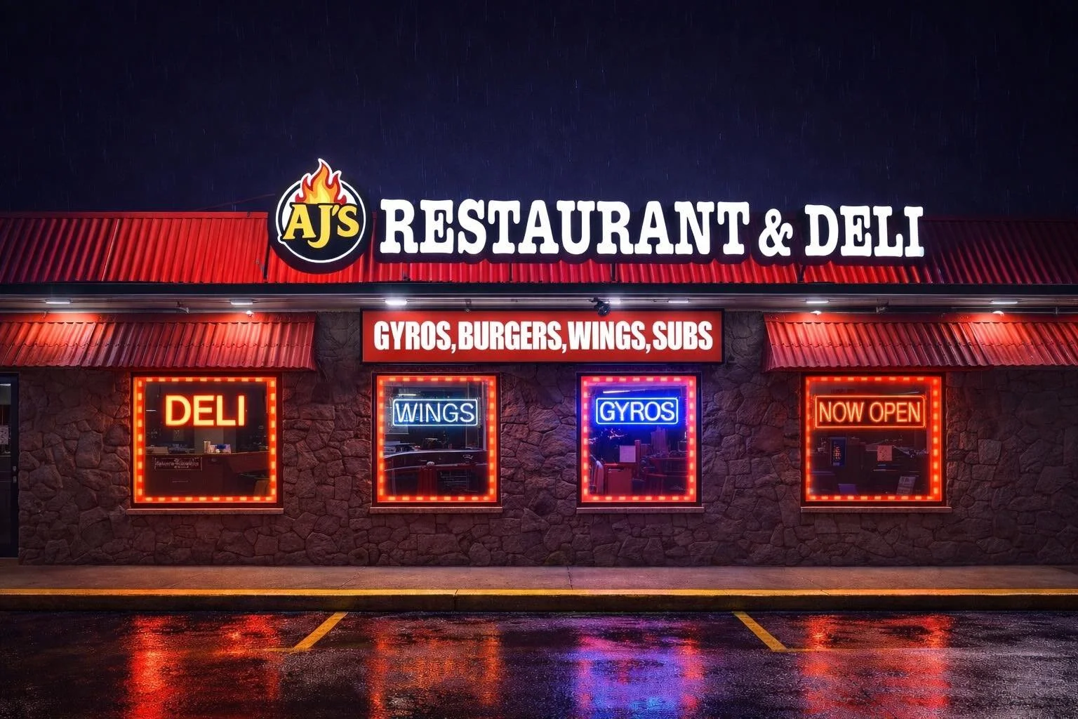AJ’s Restaurant & Deli Kenosha building exterior for local dining, pickup, and delivery