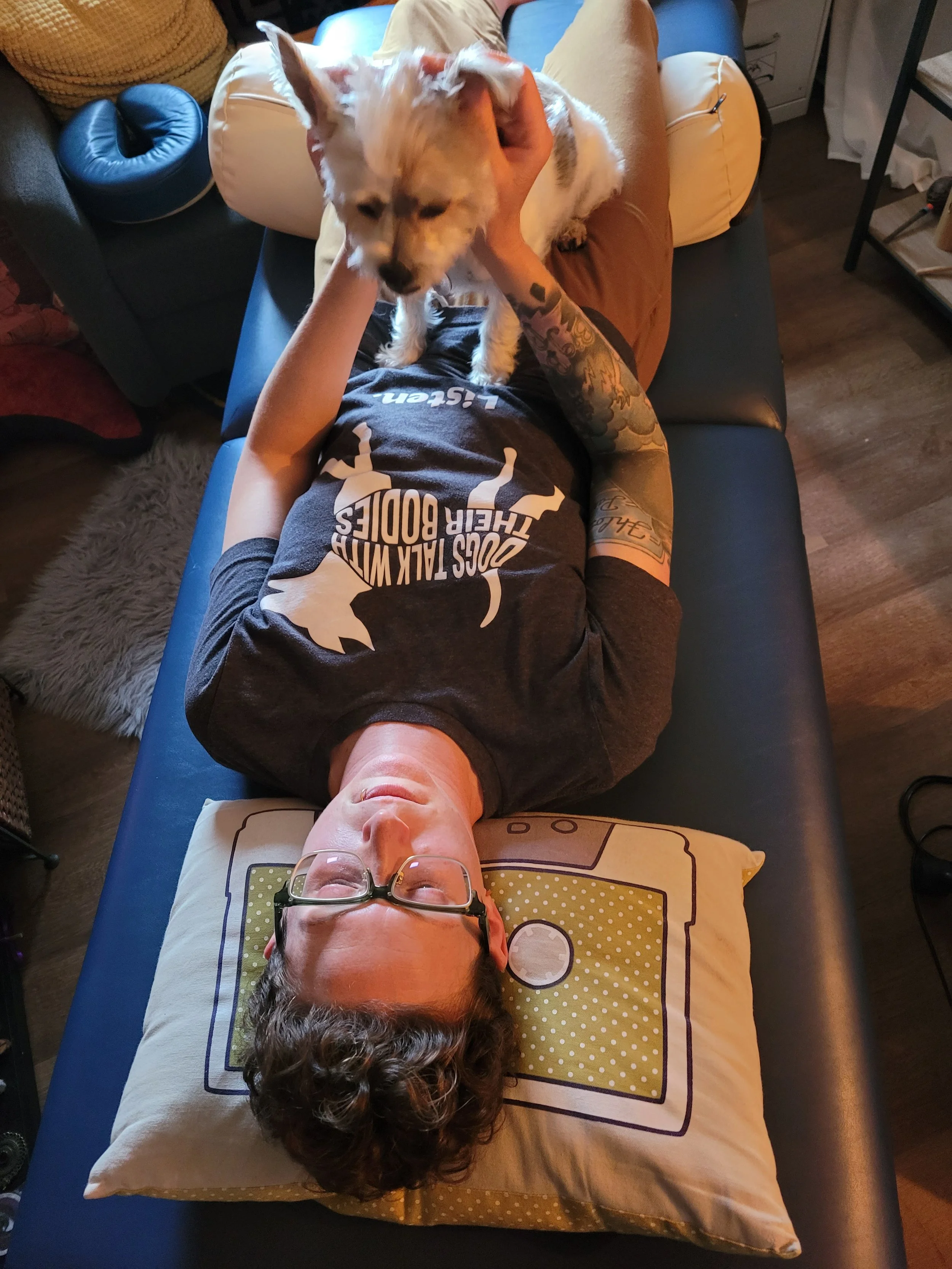 Recipient receiving Reiki and Sound Healing