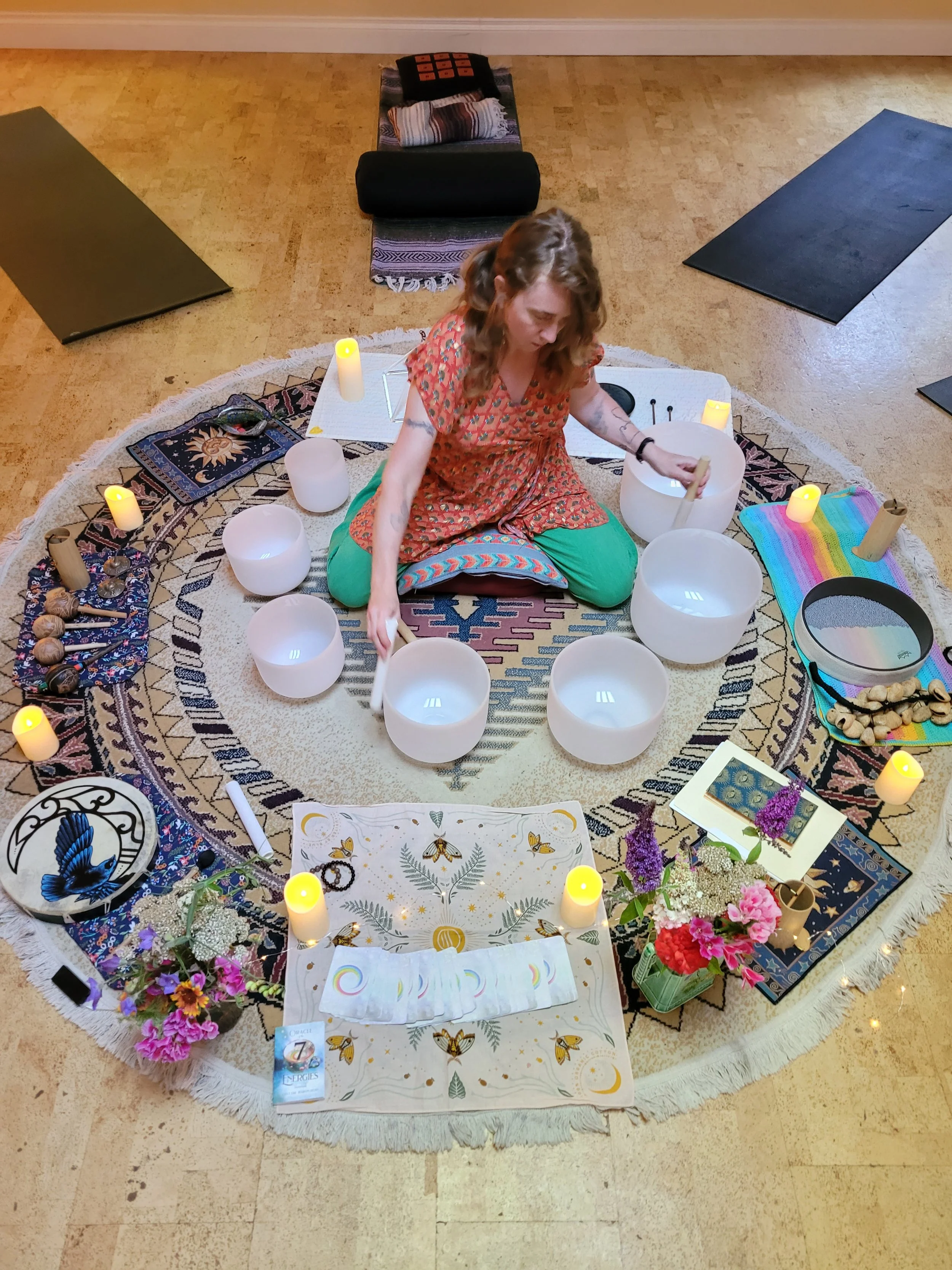 Celine offering sound healing and Reiki session in Portland Studio