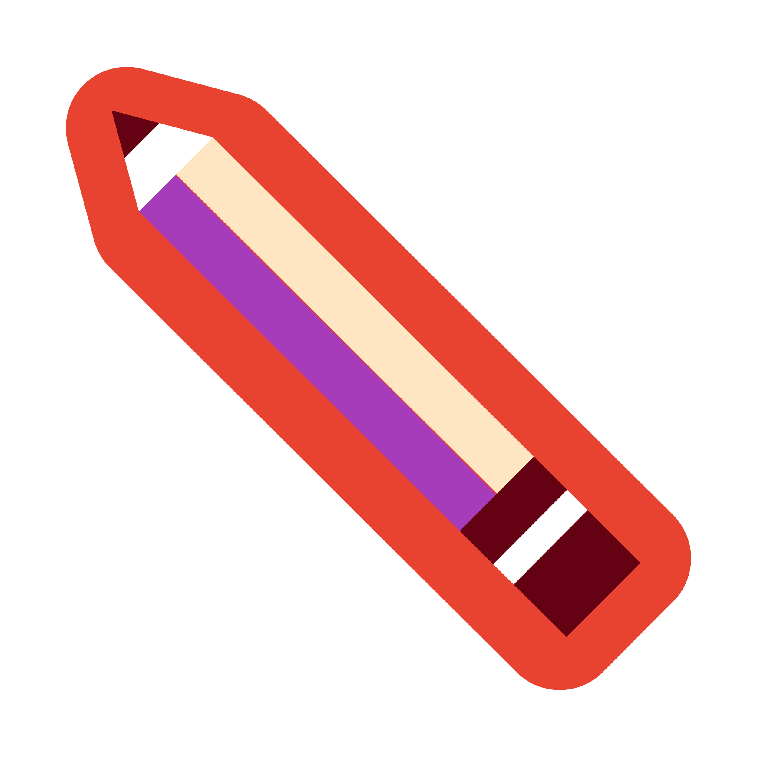 Illustration d'un crayon orange, violet et beige