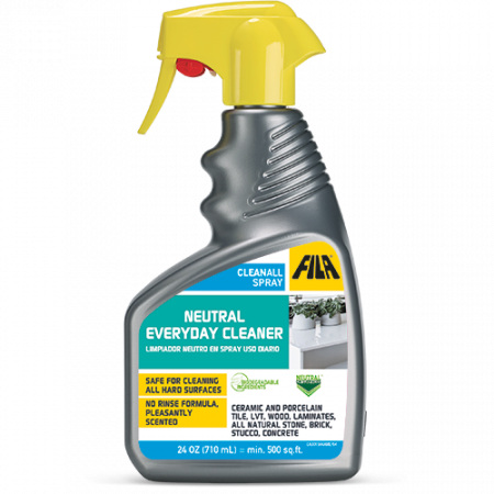 A bottle of Fila Cleanall Spray neutral everyday cleaner with a yellow spray trigger.