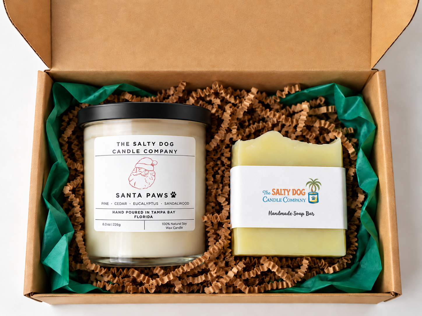 Christmas gift box handmade soy candle and handmade soap