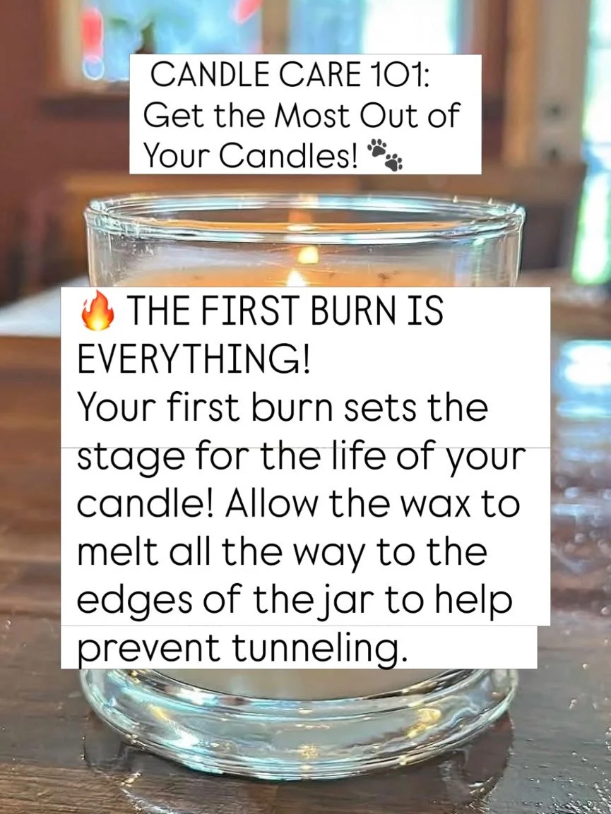 CANDLE CARE 101: Get the Most Out of Your Candles! 

Did you know that how you burn your candle can make a HUGE difference in how long it lasts and how well it performs? A little candle TLC goes a long way! ❤️

Here are a few simple tips to keep your
