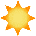 Illustration of a bright yellow sun with rays extending outward.
