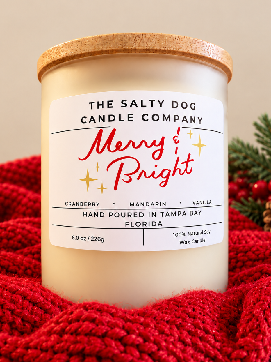 Merry & Bright handmade soy wax Christmas candle