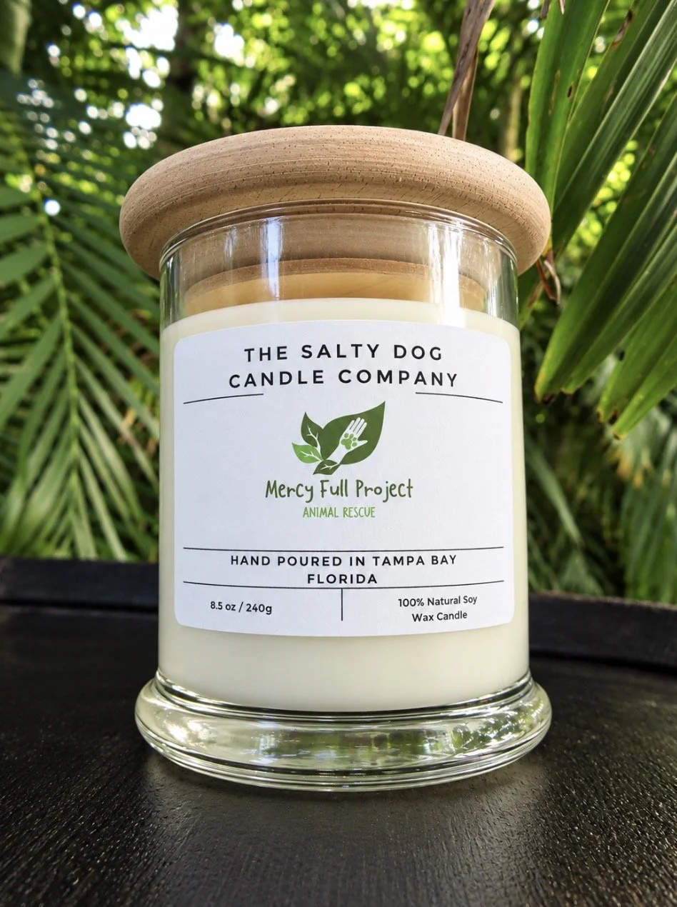 Mercy Full Candle Island Tails Scent soy candle hand poured in Tampa Bay