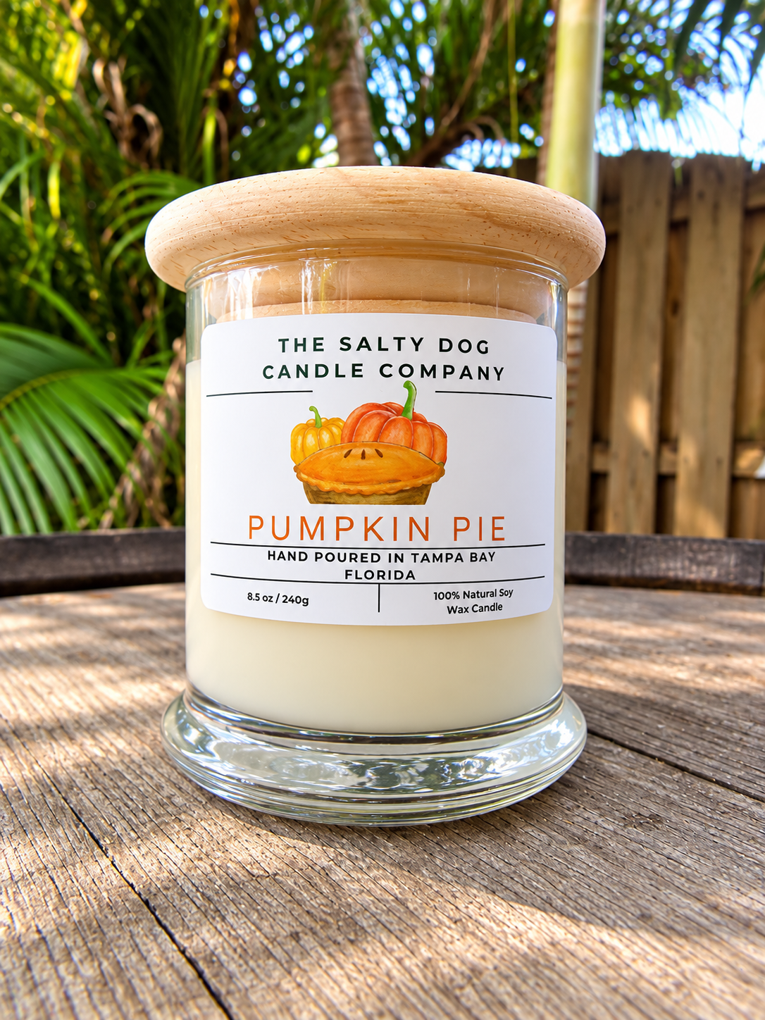 Pumpkin Pie soy candle hand poured in Tampa Bay