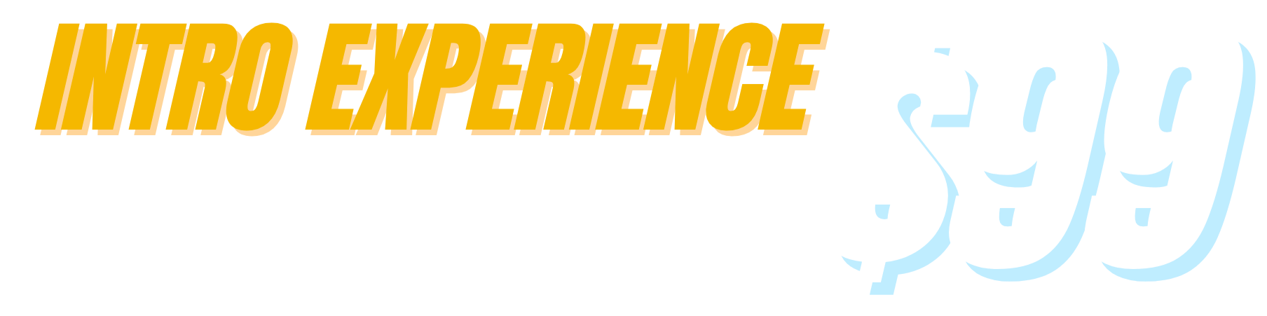 Promotional graphic with bold, colorful text advertising an introductory experience for $99, including pay $49 now to reserve a slot and a $50 balance due at the appointment.