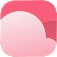 A pink and white heart-shaped object with rounded edges.