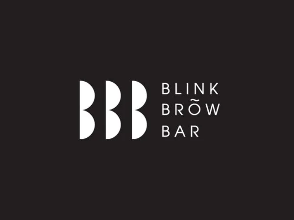 Logo for Blink Brow Bar with stylized 'BBB' and text on a black background.