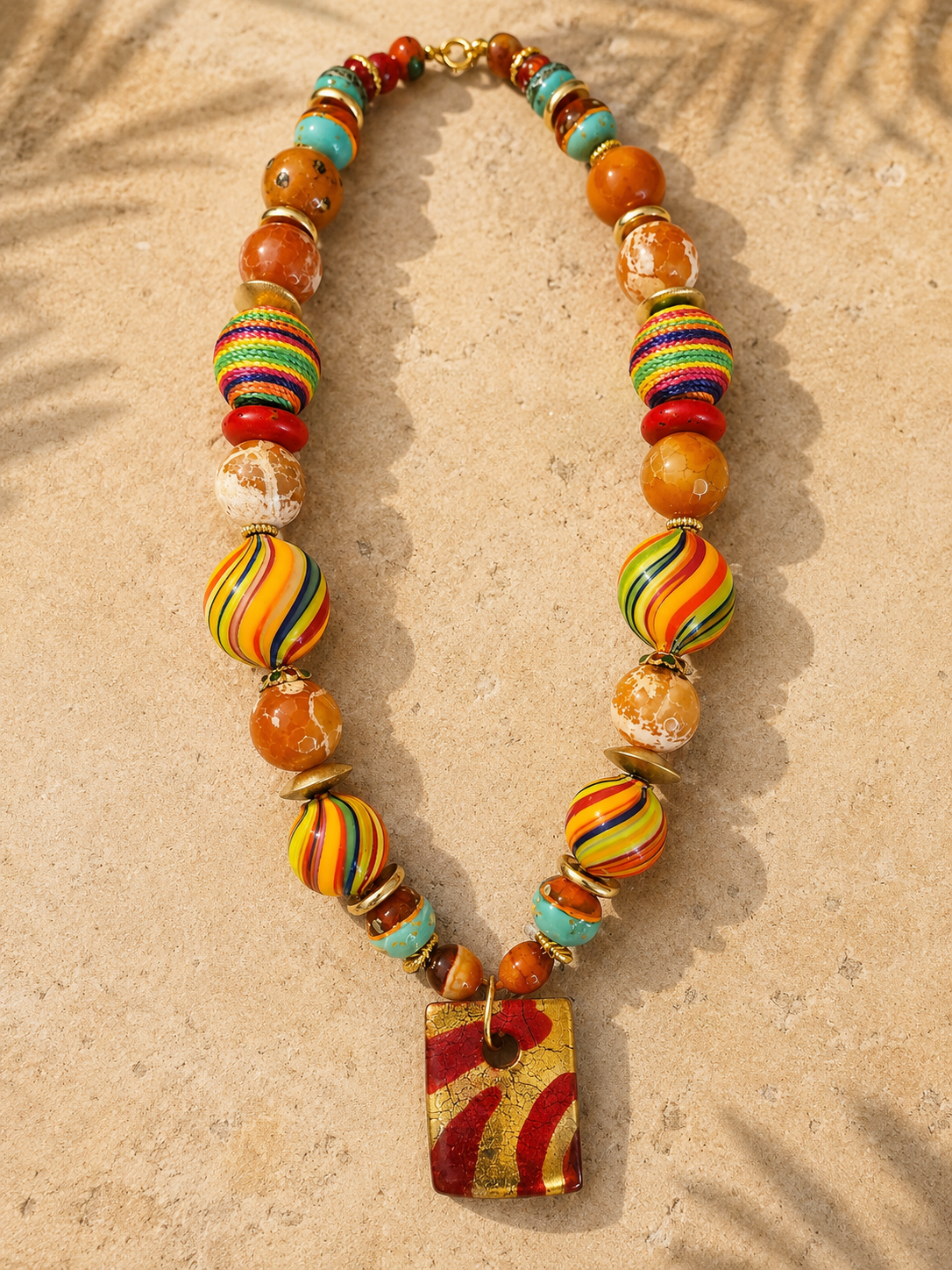 Multicolor Mosaic Statement Necklace