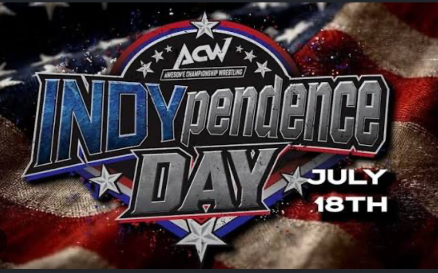 ACW Independence Day event graphic featuring the date July 18th with a background of an American flag.