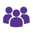 Icon of three purple people silhouettes