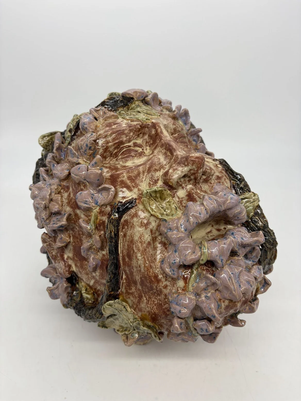 Exchange Participant 1 [front view]. B clay and Overglaze. 11.75” x 15” x 11.5”.