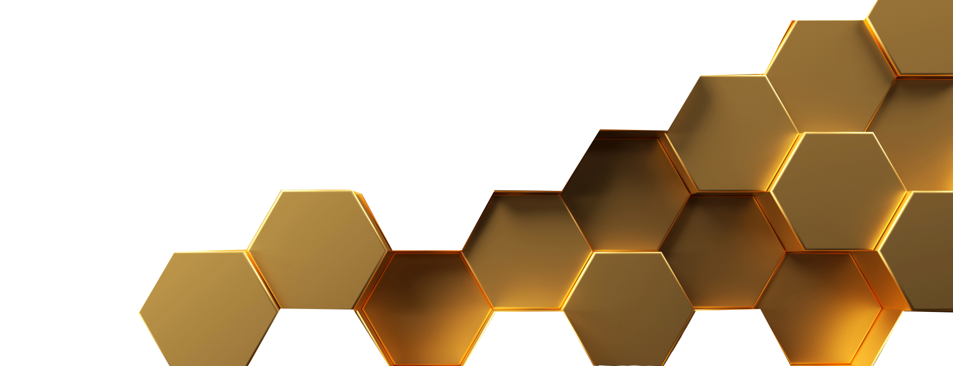 Golden hexagonal honeycomb pattern on a black background