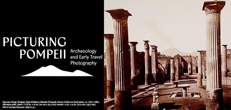 Book cover titled 'Picturing Pompeii: Archaeology and Early Travel Photography' featuring an ancient Roman archaeological site with columns and ruins.