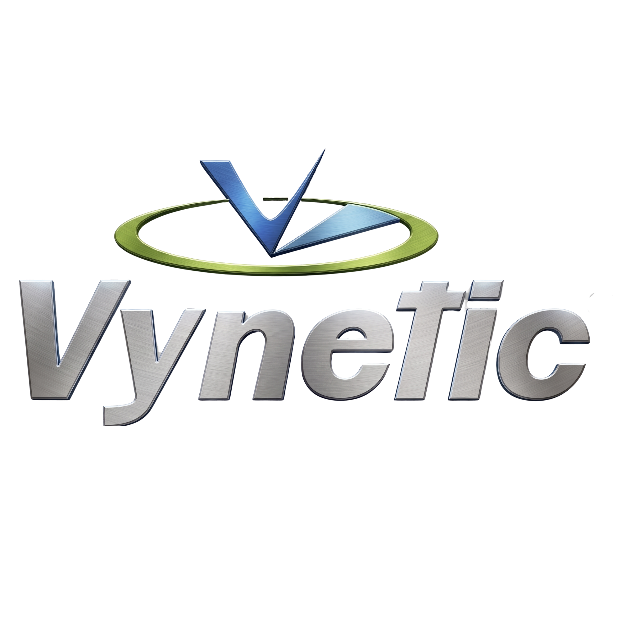 A metallic 3D logo of a checkmark inside a circle with the word 'Vynetic' below it.