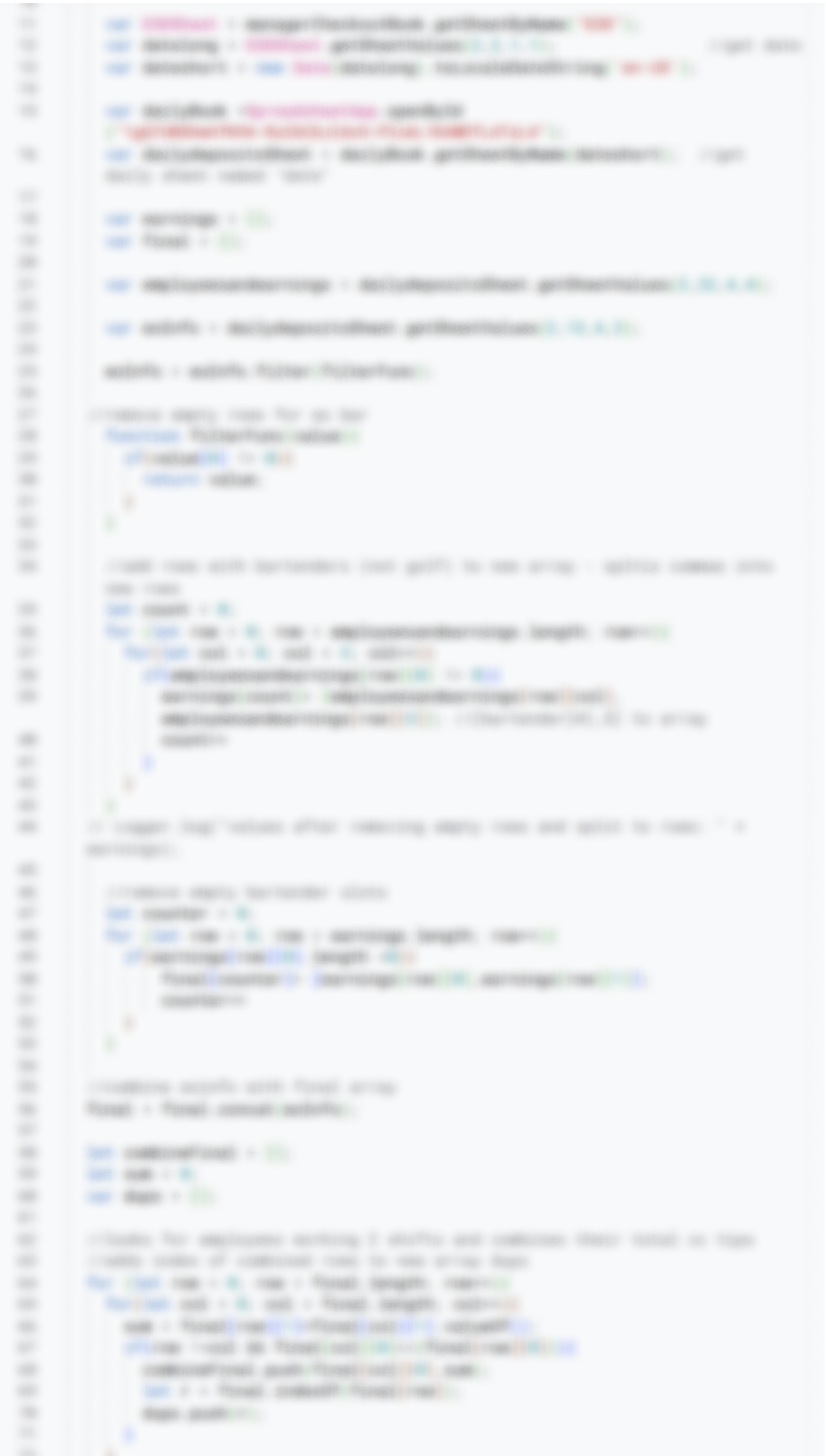A blurred screenshot of a computer screen displaying programming code.
