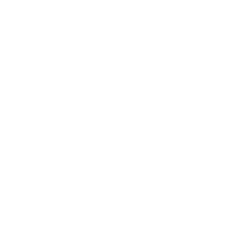 A black checkmark inside a white circle with a black border.