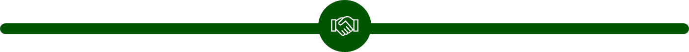 A horizontal progress bar with a handshake icon in the center, indicating a handshake agreement or partnership, set against a dark background with green and white design elements.