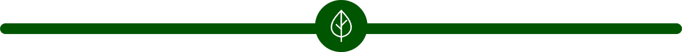 Green logo with a leaf in the center, outlined by a circle, on a dark background