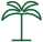 A simple black silhouette of a palm tree.