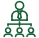 Icon of three people with interconnected lines, representing a network or team.