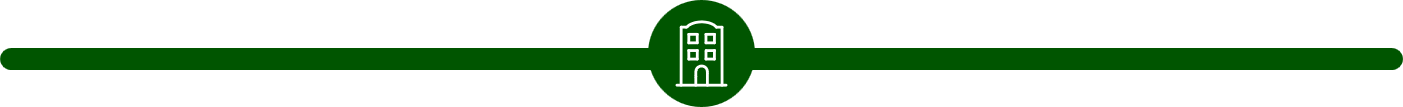Green logo with a building icon in the center, featuring a horizontal line extending on both sides.