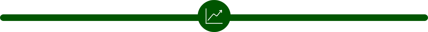 Line graph showing increasing trend, with upward arrow and growth icon within a green circle.