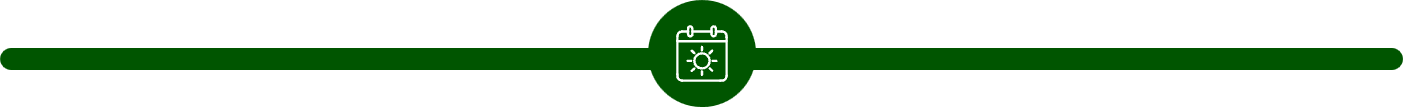 A horizontal green banner with a calendar icon in the center displaying a sun symbol.