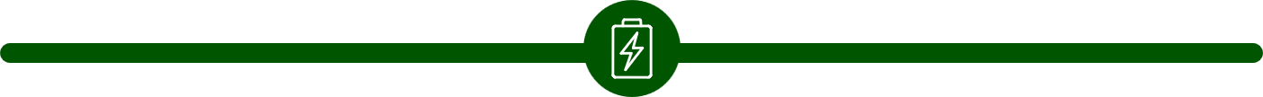 Battery icon with a lightning bolt in the center, connected by a green line.