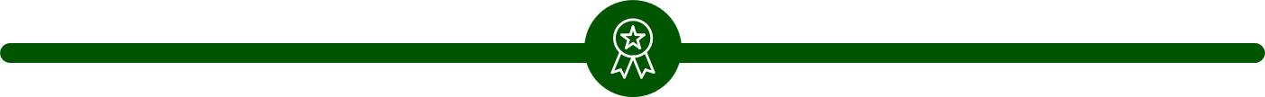 A green ribbon with a star inside a circle, representing achievement or award.