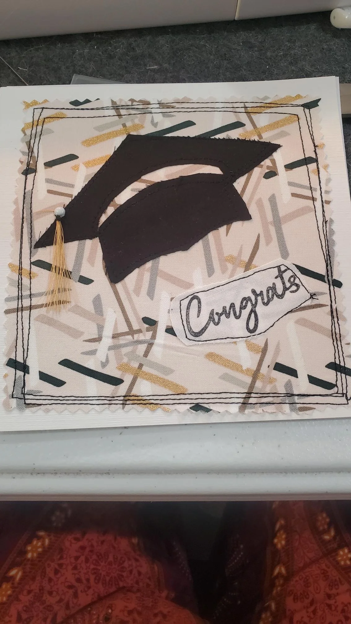 Handmade Fabric Graduation Card
