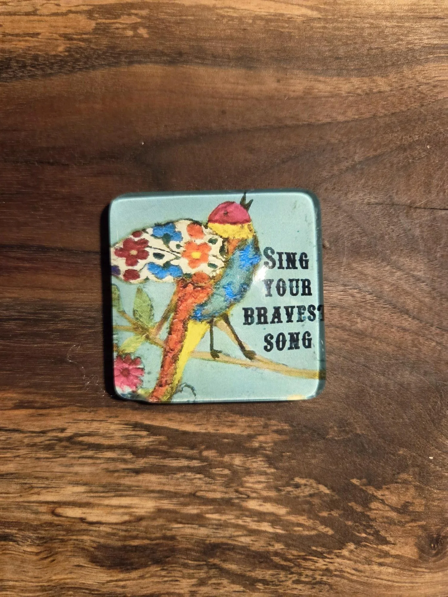 🐦Sing Your Bravest Song Glass Magnet | Inspirational Bird Magnet | Handmade 2 Inch Glass Magnet | Boho Bloom