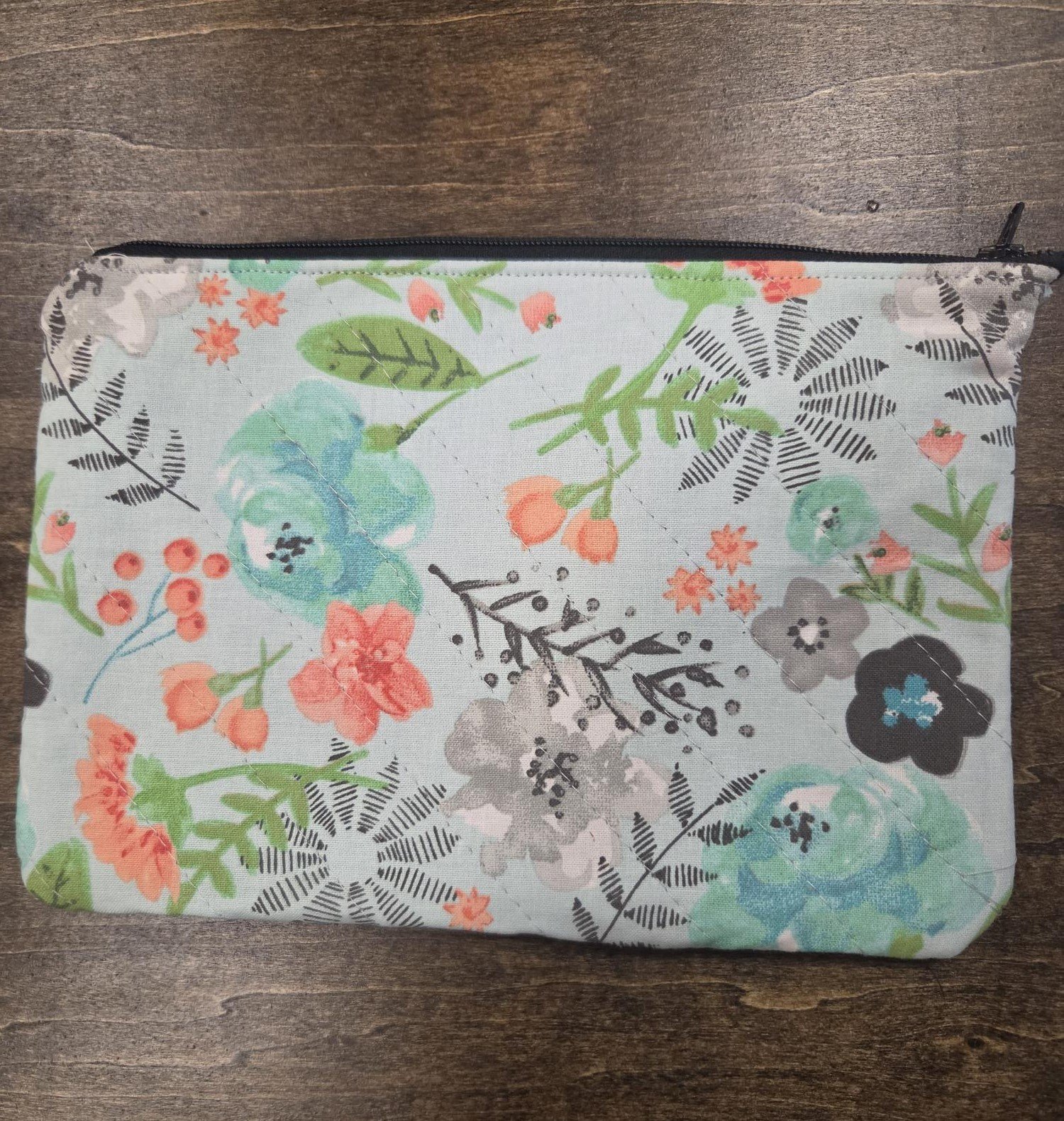 🌿  Handmade Watercolor Floral Zipper Pouch | Quilted Cotton Makeup Bag | Botanical Cosmetic Bag | Handmade Gift | Travel Organizer