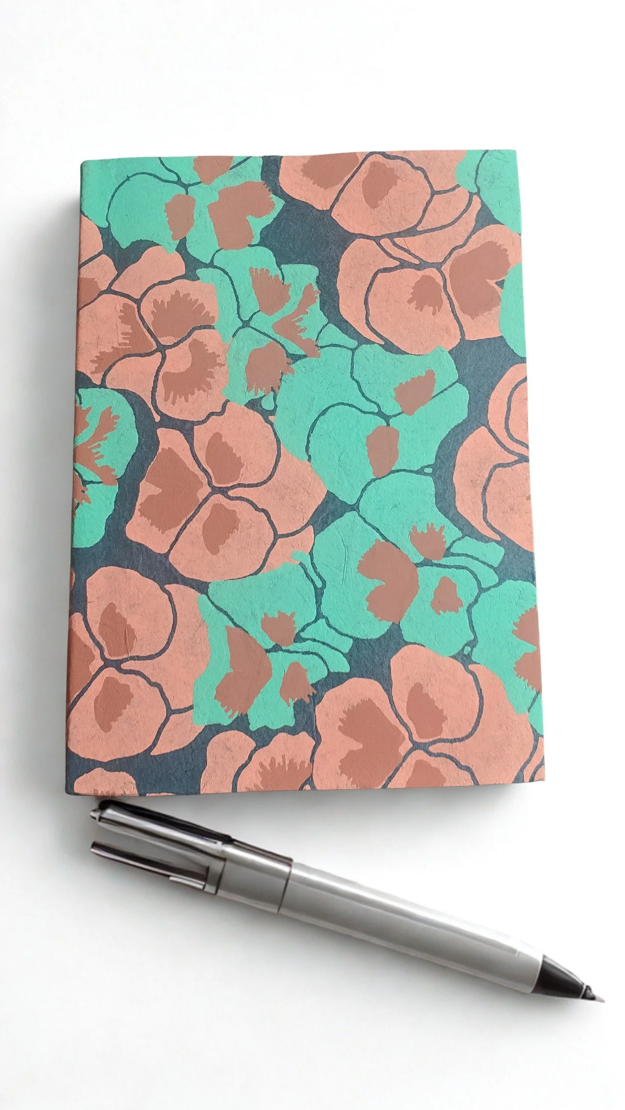 Mini Journal-Green and Coral floral