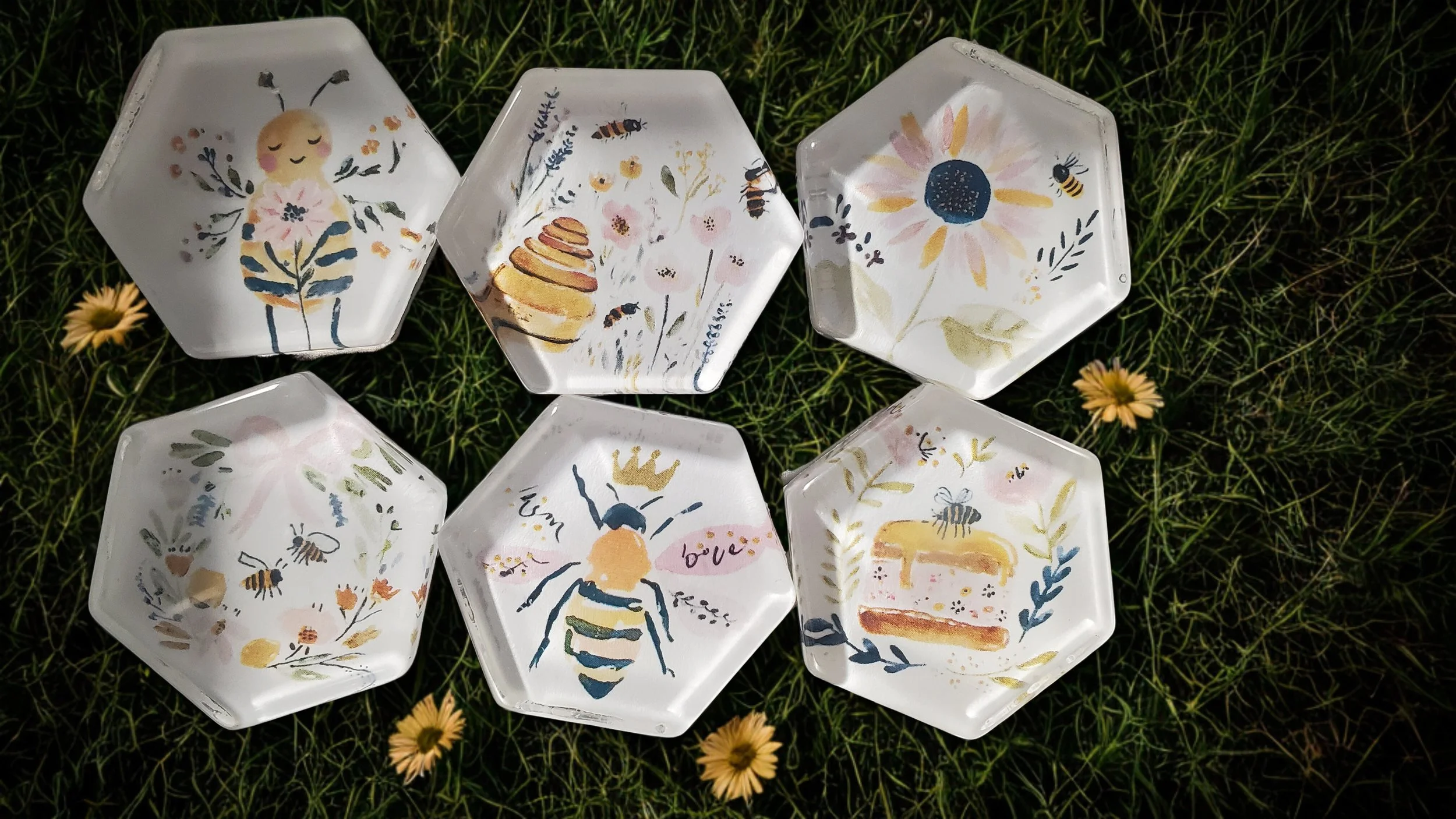 🐝Bee Happy Glass Magnet Set