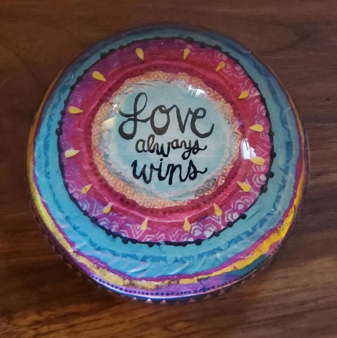 💖  Love Always Wins Crystal Glass Paperweight