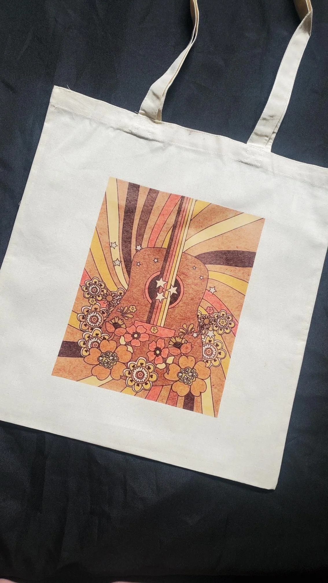 🎸  Retro Guitar Canvas Tote Bag