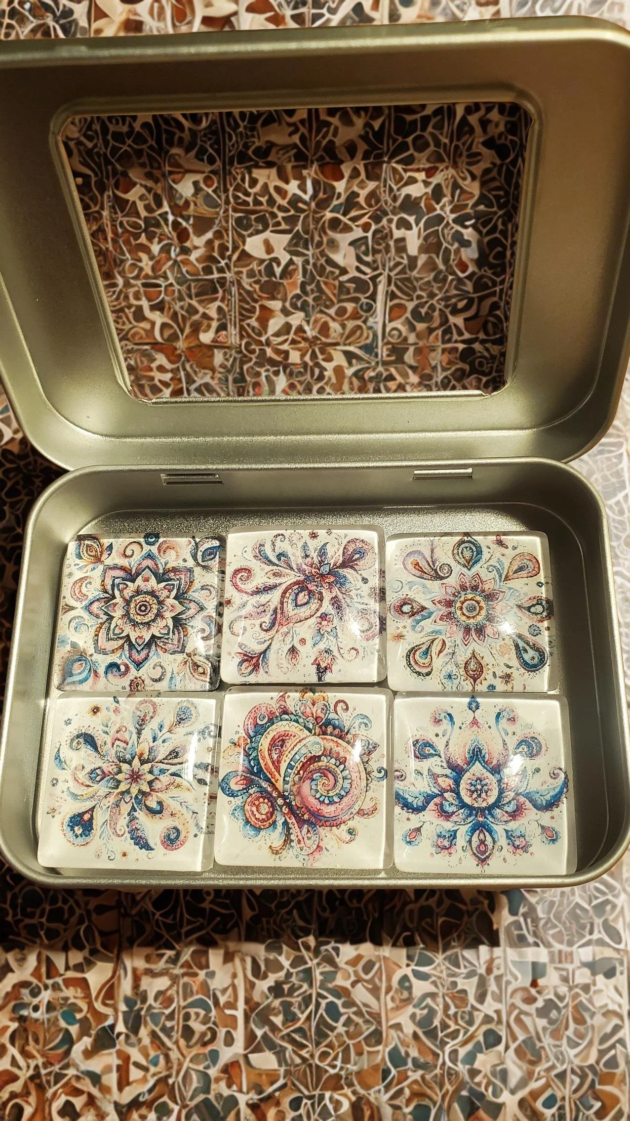 🪷 Boho Paisley Glass Magnet Set