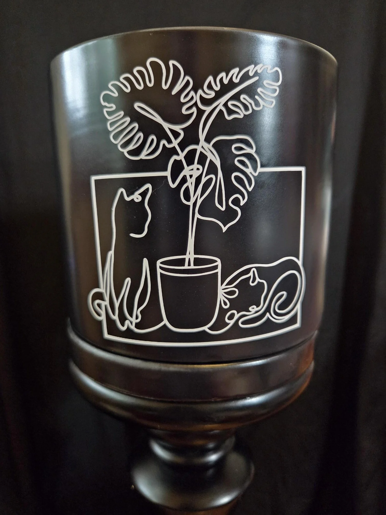 😻Cat & Monstera Ceramic Planter