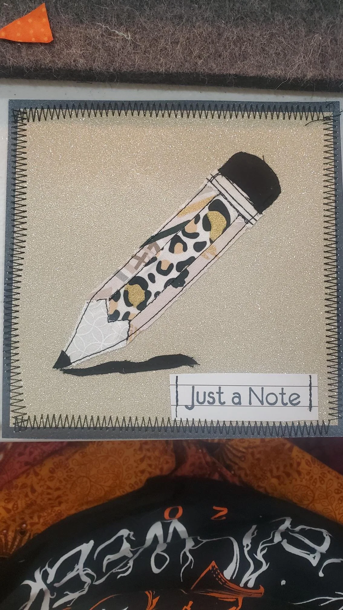 Handmade "Just a Note" Card | Fabric Pencil Greeting Card | Teacher Appreciation Card | Blank Thinking of You Card
