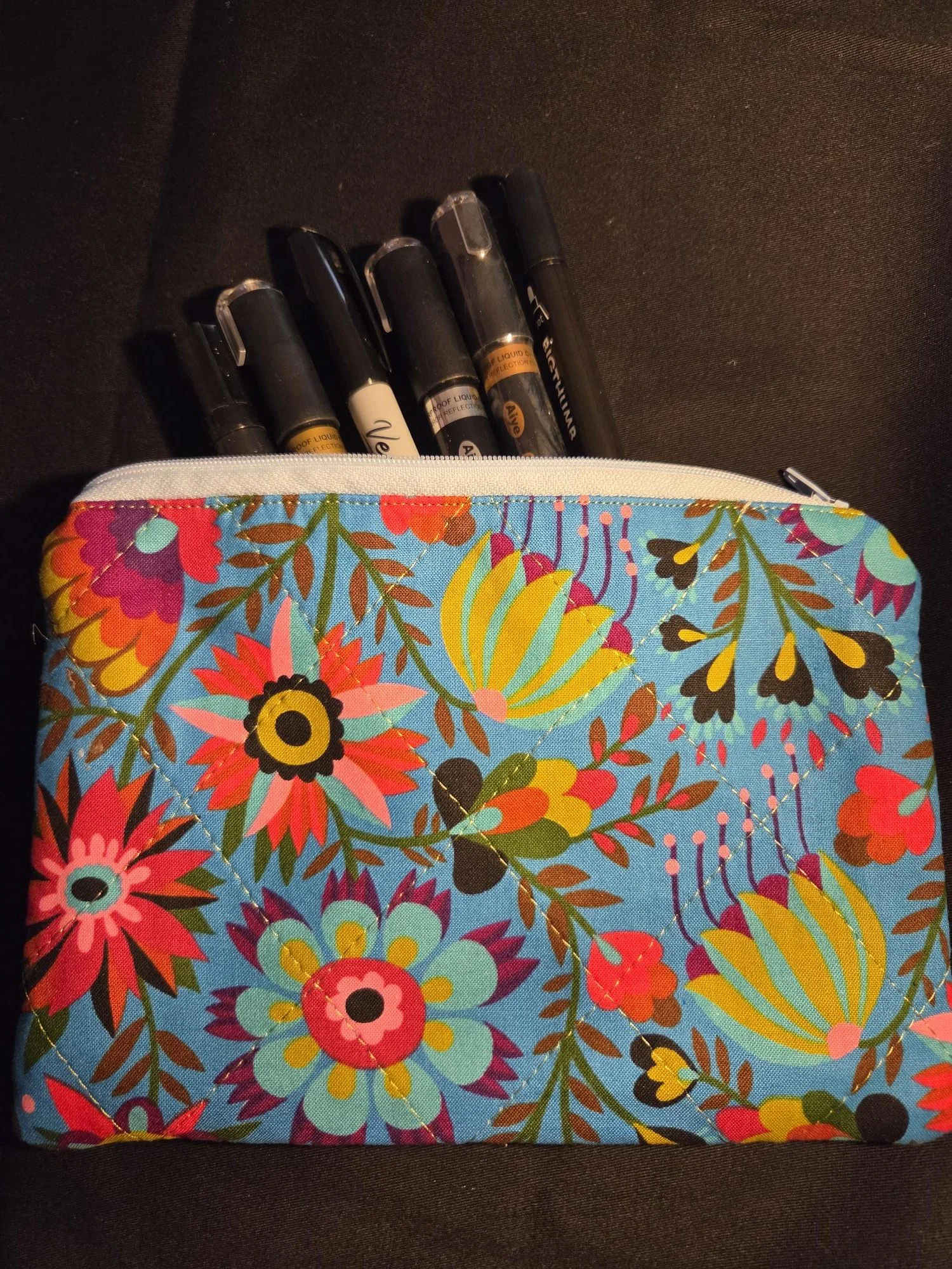 🌺Handmade Boho Floral Zipper Pouch | Quilted Cotton Makeup Bag | Colorful Cosmetic Bag | Travel Organizer | Handmade Gift for Her